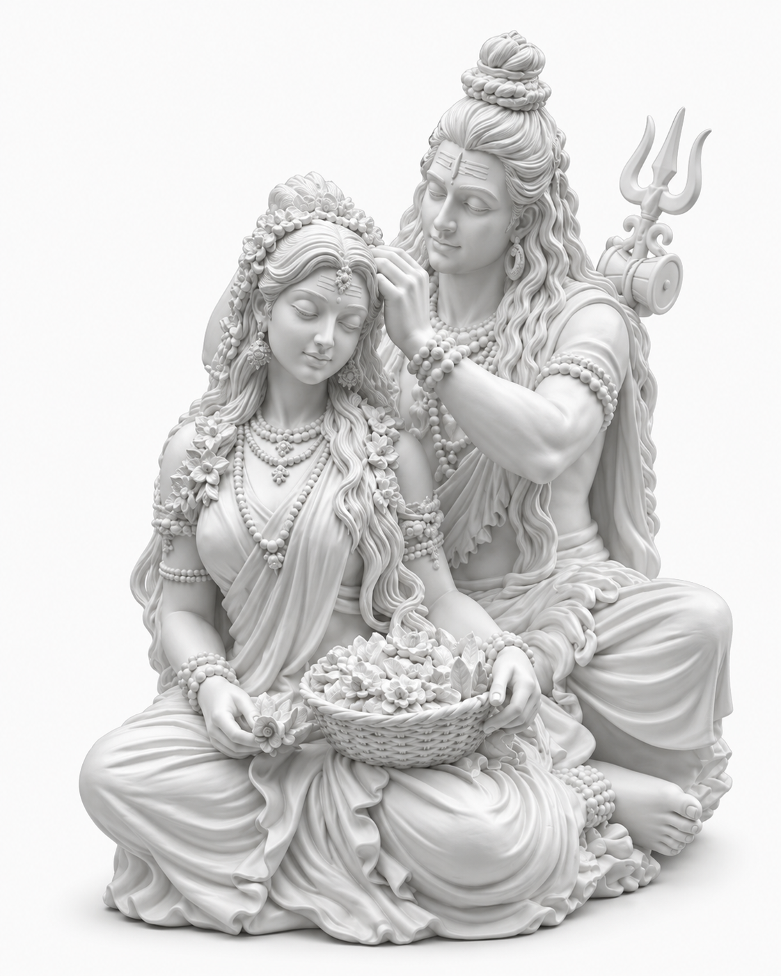 Shiv Parvati Curly 3D Model (5 Inch)